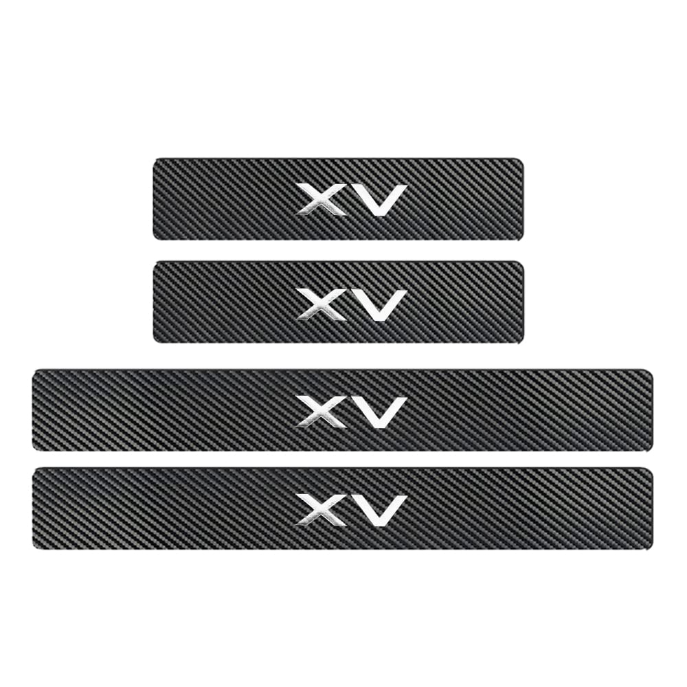 【送料無料】【BOYOUS最新型】スバル XV GP系 GT系 専用 スカーボン調の革 スカッフプレート・サイドステップ 金箔ホットプレスロゴ 車用内装パーツ 防キズ 防汚れ 4点セット 色：シルバー