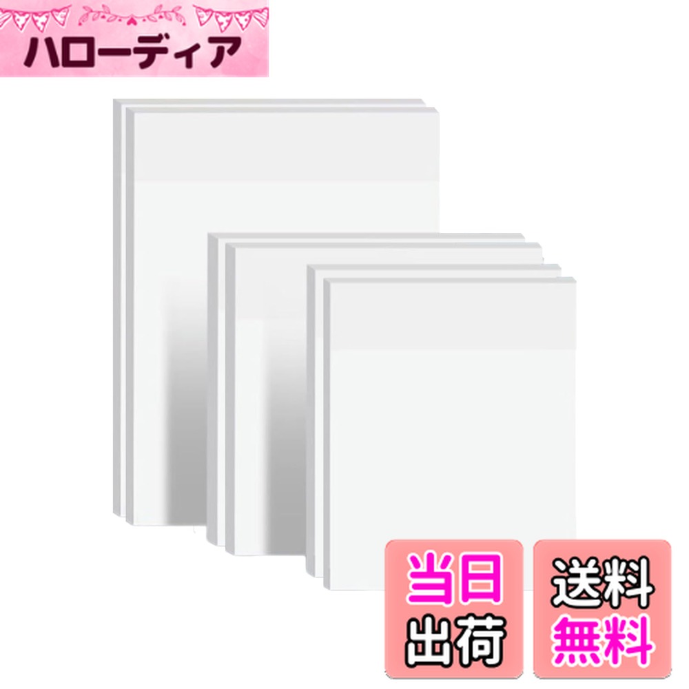 【送料無料】Mikankawa 透明付箋 書ける 防水 破れない PETフィルム 再利用可能 強粘着 きれいに剥がれる 文房具 ノート メモ 3サイズ 6冊x50枚（白色） 色：クリア