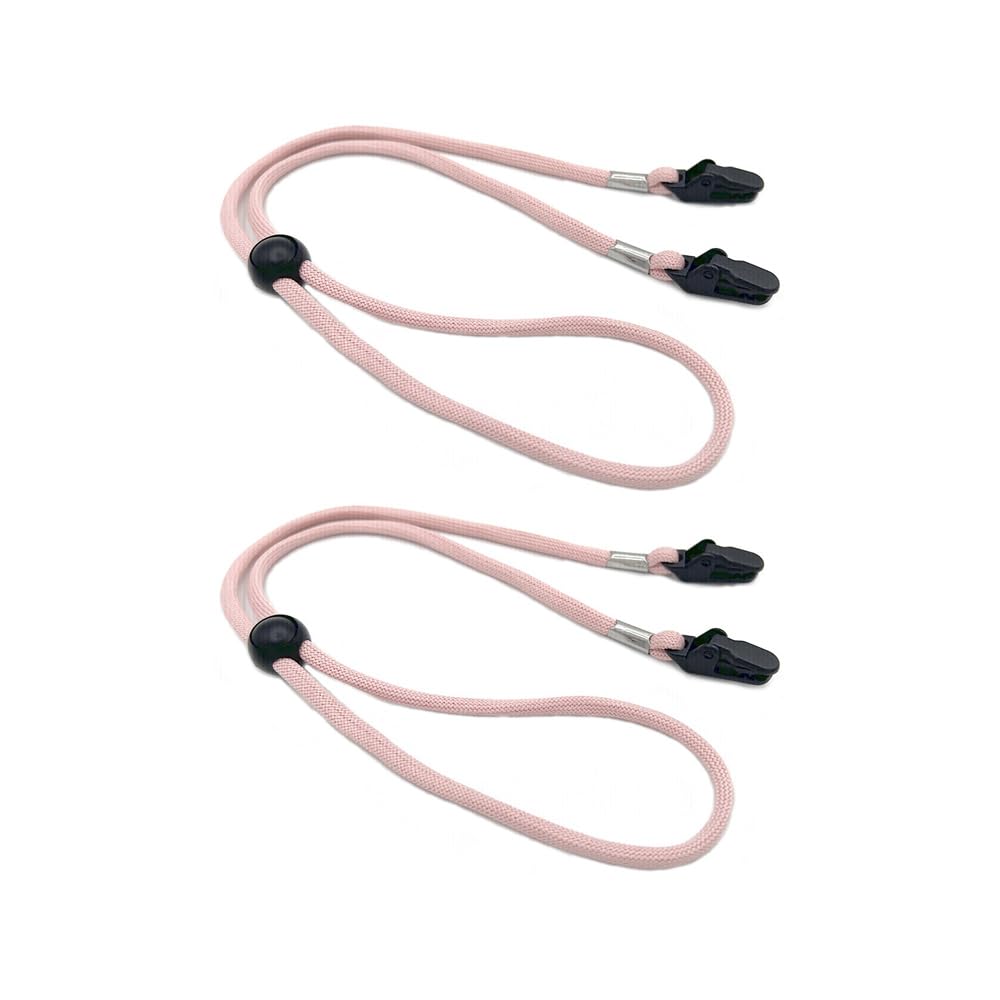 【送料無料】[Mikankawa] 帽子ストラップ 帽子キーパー クリップ式 大風対策 吹き飛ば防止 長さ調整可能 アウトドア 旅行 便利小物 2本入り 色：ピンク