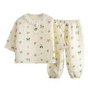 【送料無料】Futupe ベビー パジャマ 薄手 長袖 長ズボン 前開き ボタン 綿100% ダブルガーゼ キッズ 女の子 男の子 ルームウェア 上下セット 8...