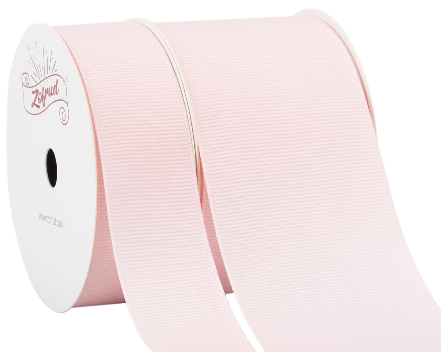 【送料無料】【Zofrud】無地グログランリボンセット- ソーイング、ギフト包装、クラフト、ウェディング装飾に最適 色：ライトピンク、サイズ：25mm+50mm