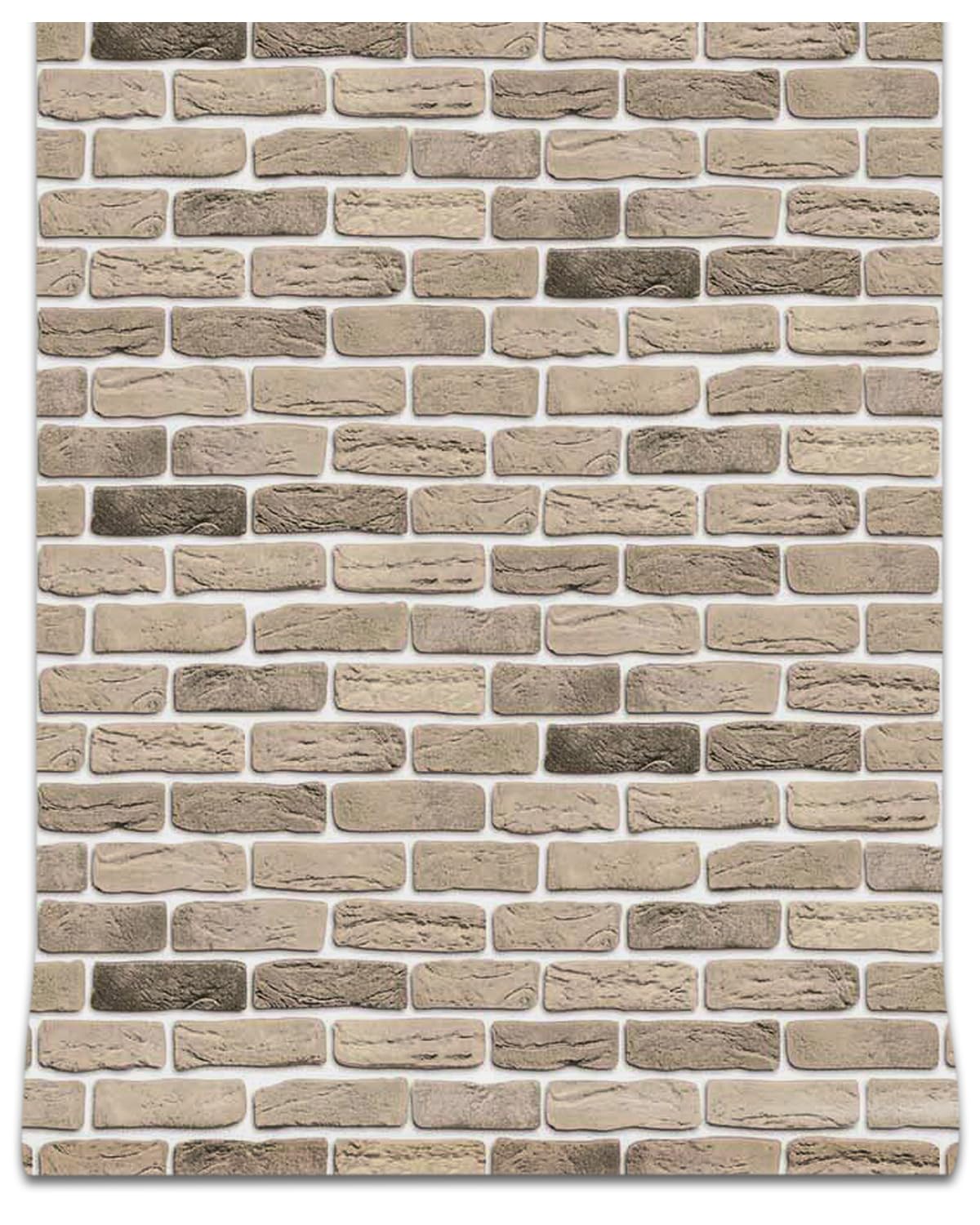 【送料無料】FOLU 壁紙シール レンガ調 つや消し 色：S14-レンガ-イエローグレー、サイズ：幅60 cm x 長さ10 m