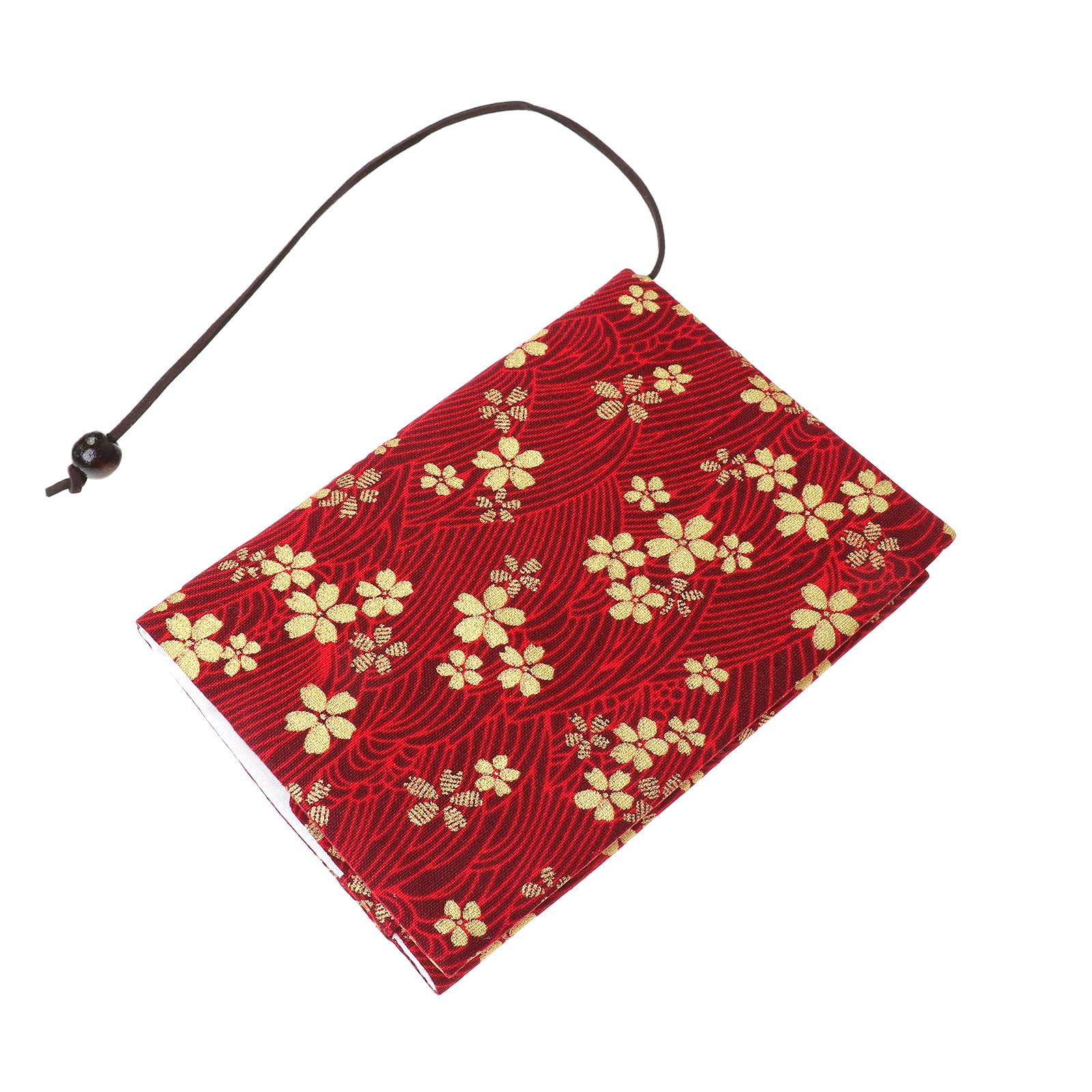 【送料無料】YiyiLai ブックカバー 調整可能 花柄 栞付き ノートカバー 長さ調節 綿 布製 豪華 箔押し 可愛い 色：タイプB 箔押し 綿製 赤桜、サイズ：A5