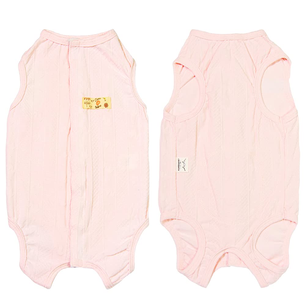 【送料無料】KUVEELA PET 術後服 猫 犬術後服 避妊手術後 術後ウェア メス オス 傷口 保護 介護服 小型犬 色：ベビーピンク、サイズ：M（着丈31cm、胴回り41cm、体重3-4.5kg）(x 1)