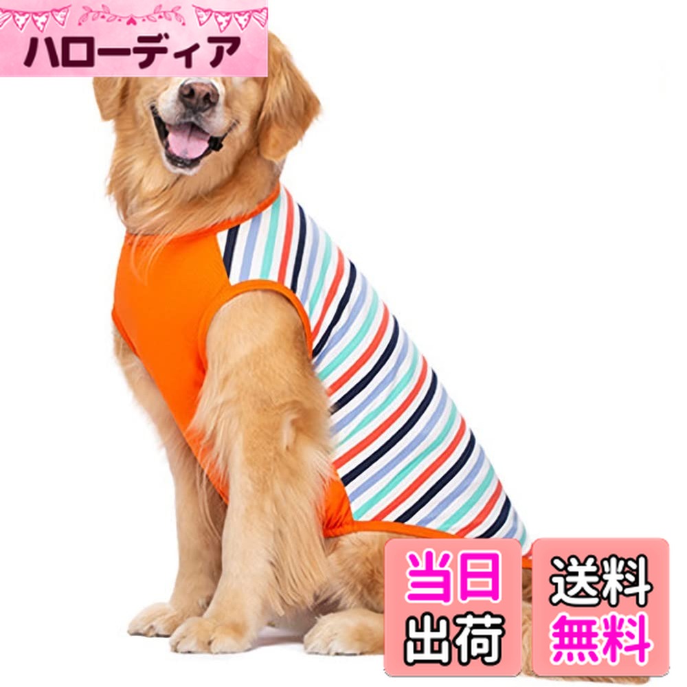 【送料無料】KUVEELA PET 犬服 犬 犬の服 服 夏 春 夏服 ドッグウェア Tシャツ お出掛け お散歩 日焼き防ぐ 脱毛保護 通気性 おしゃれ 大型犬 中型犬 色：オレンジ、サイズ：XL