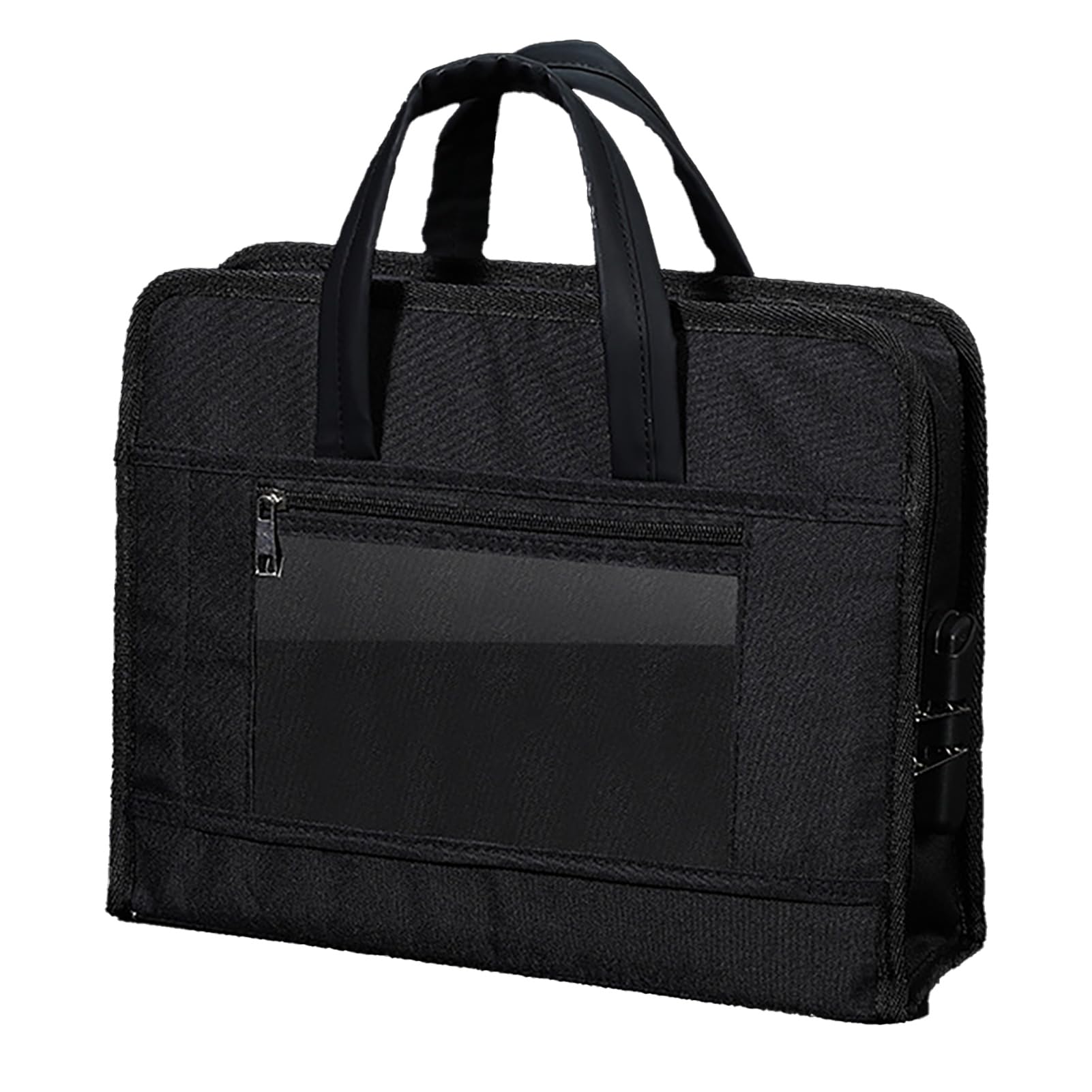 【送料無料】[CAWKAY] 鍵付き パソコンバッグ タブレットケース パスワードロック ビジネスバッグ 印鑑入れ 重要書類 通帳 パスポート 出張 会議 色：ブラック