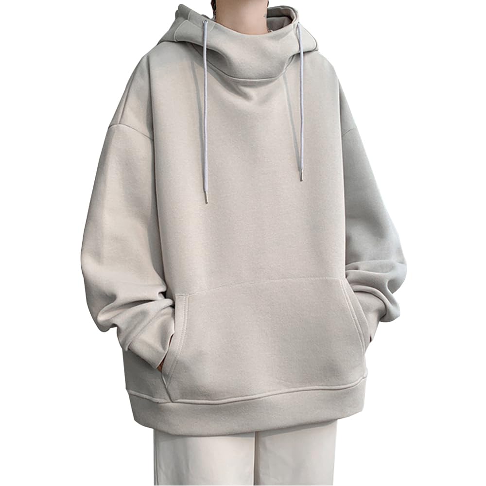 【送料無料】[Inkpoo] パーカー メンズ 長袖 春服 秋服 無地 おしゃれ プルオーバー 秋冬 ゆったり フード付き おしゃれ スウェット プルオーバー 人気 ストリート トップス 色：#34-ライトグレー、サイズ：XL
