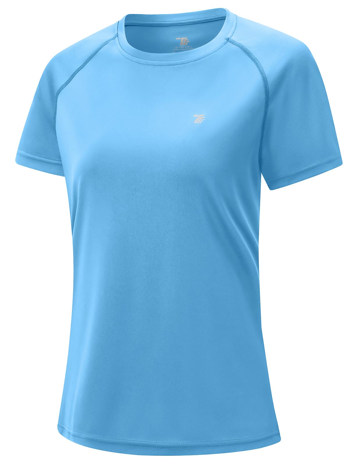 【送料無料】[Gopune] ランニングシャツ レディース 半袖 ストレッチ 半袖Tシャツ 吸汗速乾 スポーツ インナー アクティブシャツ 通気 クルーネック テニスウェア ヨガウェア カジュアル 色：ブルー、サイズ：2XL