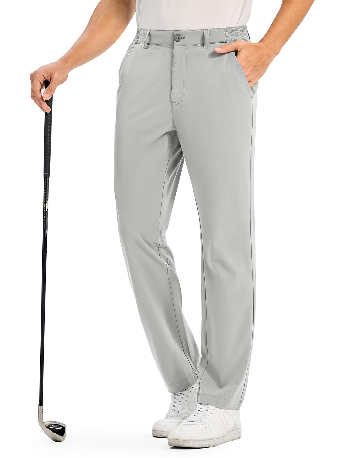 【送料無料】[Gopune] メンズ ゴルフ ズボン ロングパンツ 撥水 イージーパンツ 薄手 ボトムス アウトドアウェア ストレッチ 大きいサイズ 春夏服 色：ライトグレー、サイズ：4XL