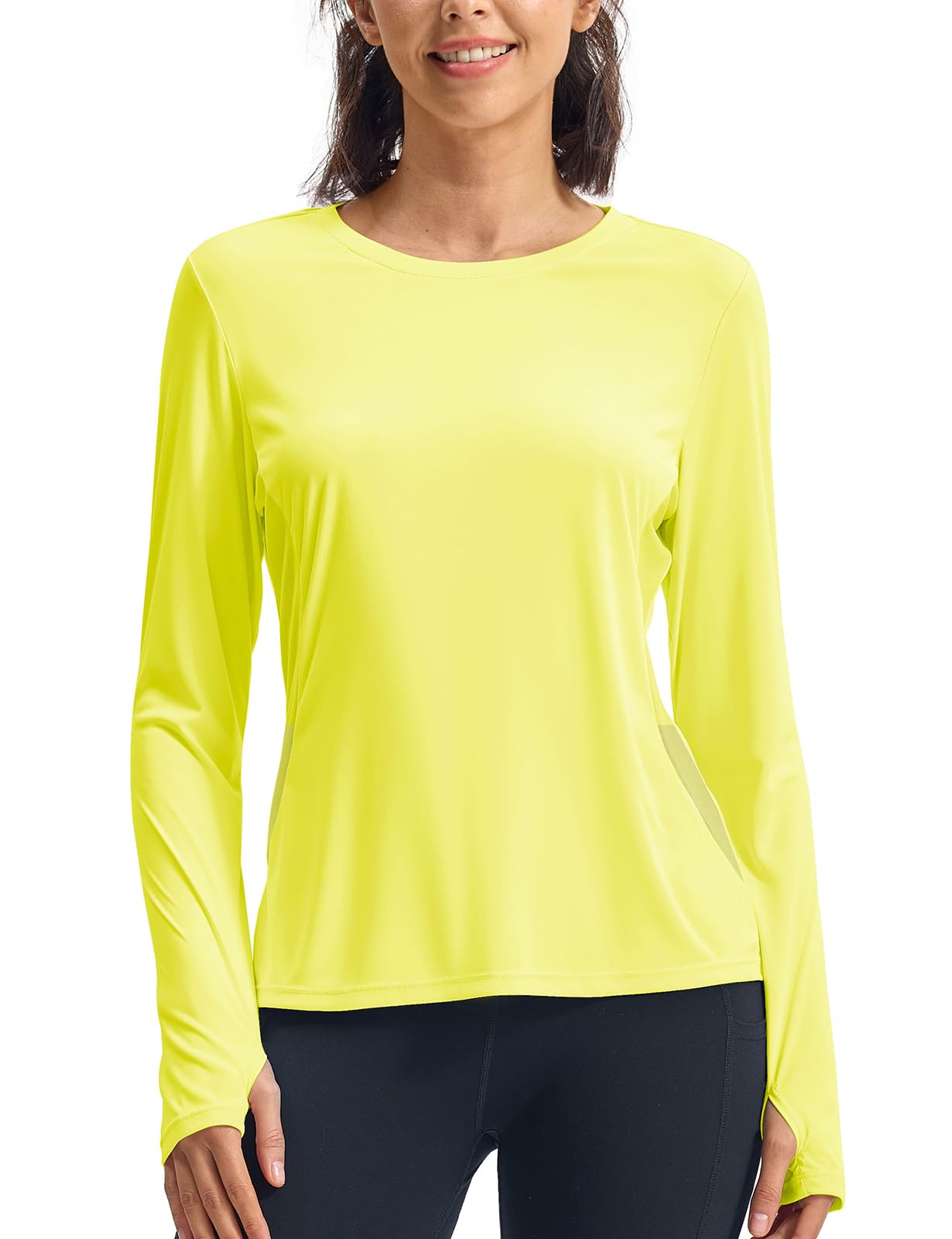 【送料無料】[Gopune] tシャツ レディース 長袖 スポーツ ヨガウェア 吸汗速乾 フィットネスウェア トップス ランニング ロングシャツ ストレッチ メッシュ 色：イエロー、サイズ：3XL
