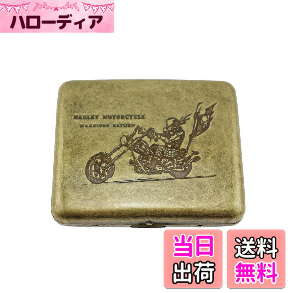 【送料無料】Speed mao シガレットケース タバコケース 煙草入れ 名刺 カード入れ アンティークゴールド バイク柄 色：ブロンズ