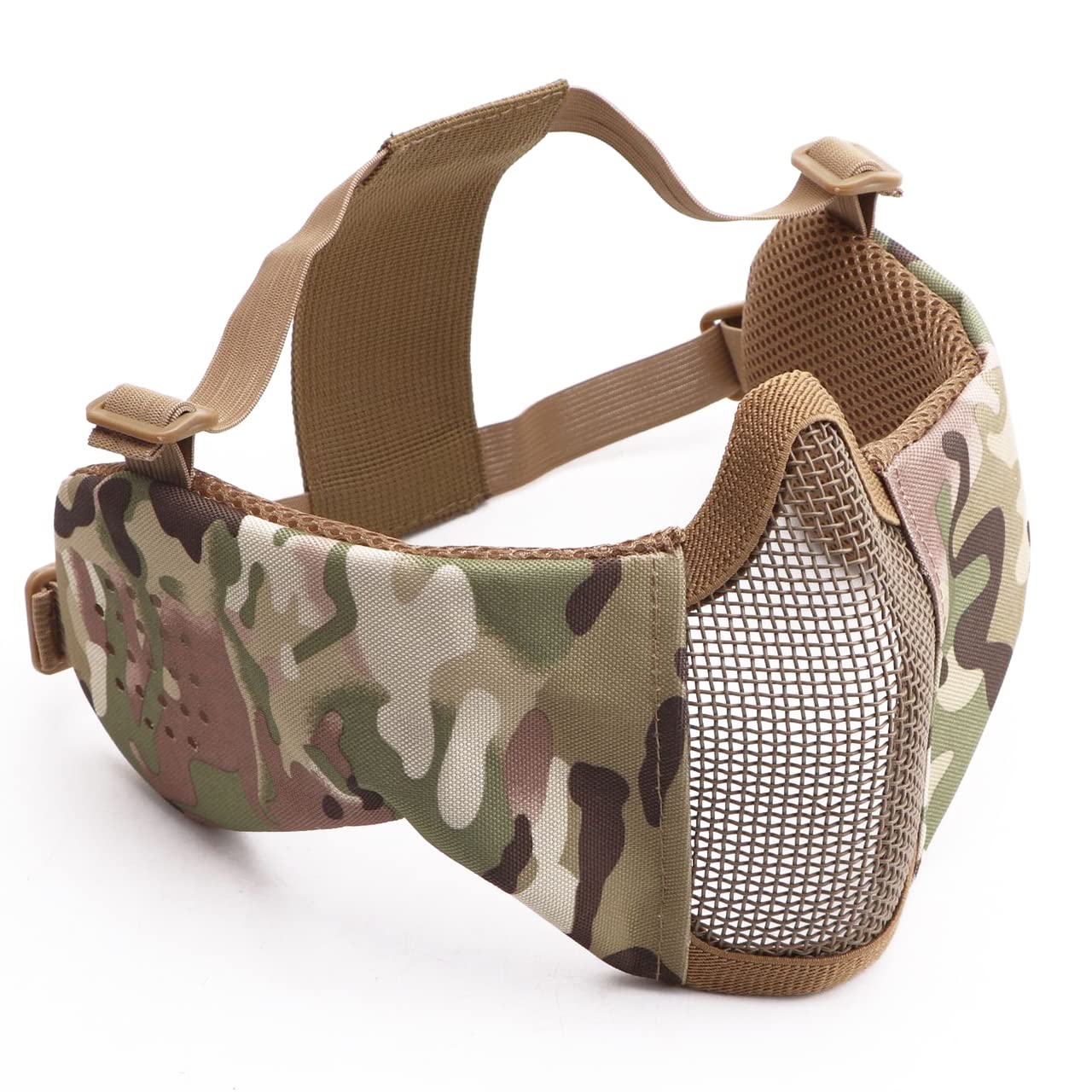 【送料無料】J-HARK サバゲーマスク フェイスガード 耳付き メッシュ 金属網 曇らない マスク サバイバルゲーム フェイスガード 装備 色：マルチカム迷彩