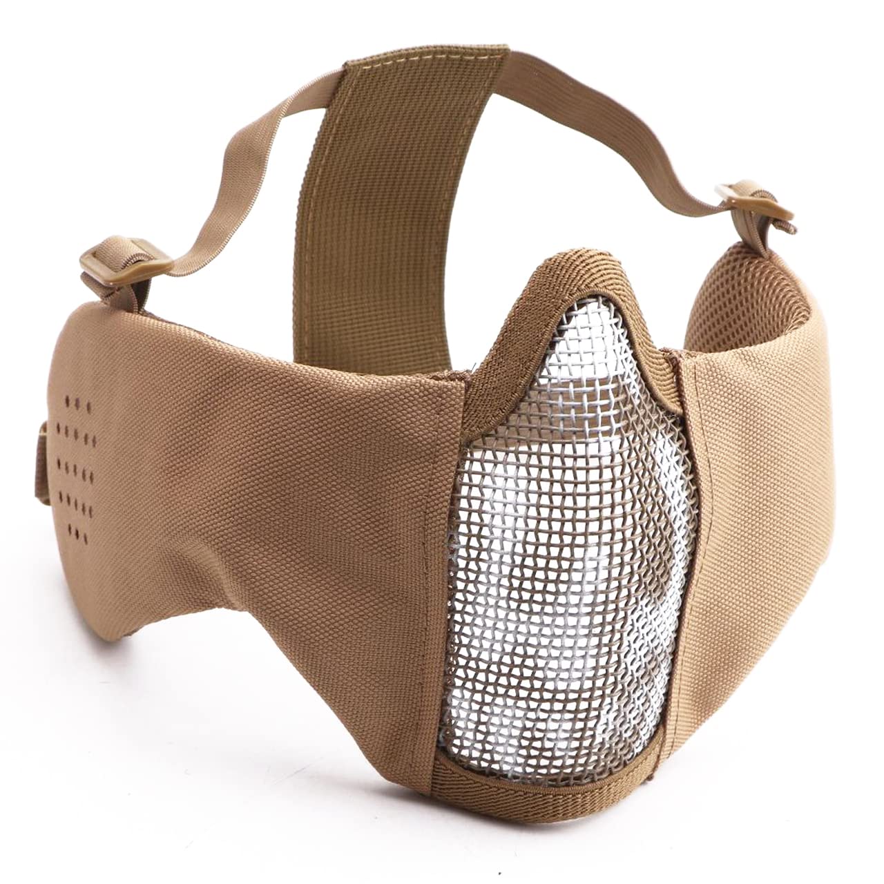 【送料無料】J-HARK サバゲーマスク フェイスガード 耳付き メッシュ 金属網 曇らない マスク サバイバルゲーム フェイスガード 装備 色：タン スカル