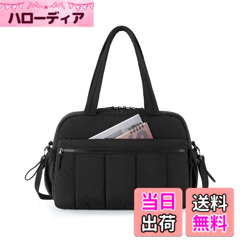【送料無料】BAGSMART 旅行用ダッフルバッグ、濡れたポケット付き女性用ジムバッグ、女性用機内持ち込みウィークエンダーバッグ、防水旅行バッグダッフルバッグ 色：Black