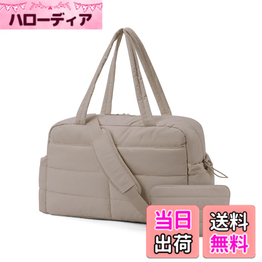 【送料無料】BAGSMART トラベルダッフルバッグ 女性用ジムバッグ 31L シューコンパートメント付き 機内持ち込みウィークエンダーバッグ 防水バッグダッフルバッグ 旅行 色：Camel