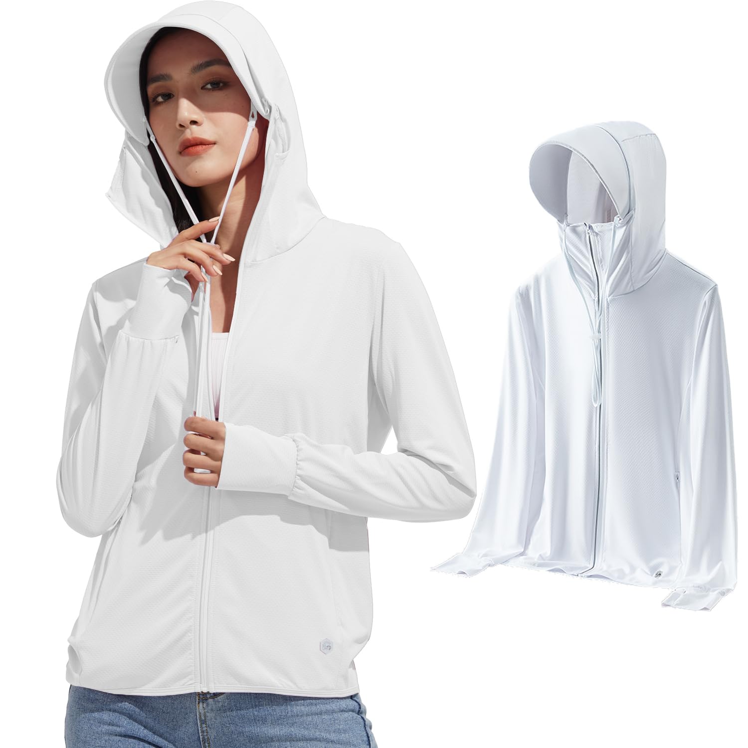 【送料無料】[KANGNAN] ラッシュガード レディース 【UVカット＆UPF50+】薄手 長袖 パーカー 軽量 涼し..