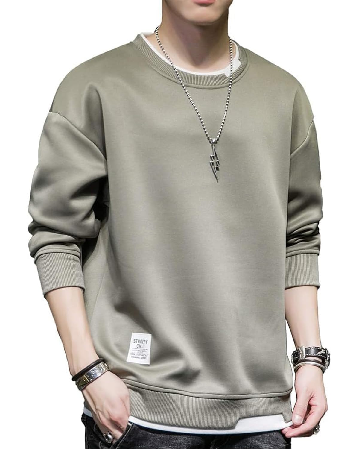 【送料無料】[KANGNAN] トレーナー メンズ パーカー メンズ 秋服 長袖 トップス かっこいい プルオーバー おしゃれ スウェット Tシャツ ゆったり 大きいサイズ ストリート 人気 秋 冬 春 色：アーミーグリーン、サイズ：4XL