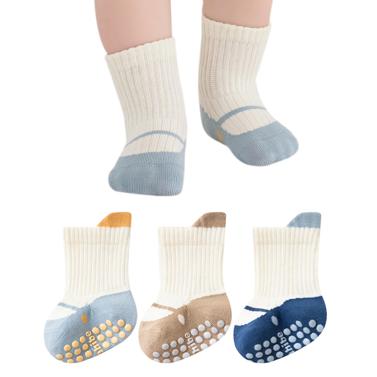 【送料無料】[HAYAHARU] 赤ちゃん 靴下 綿 ベビーソックス 滑り止め付き 男の子 女の子 かわいい 動物 子供 靴下 キッズ ソックス 通気性 四季 ルームソックス キッズ カラフル 色：B、サイズ：14.0-16.0 cm