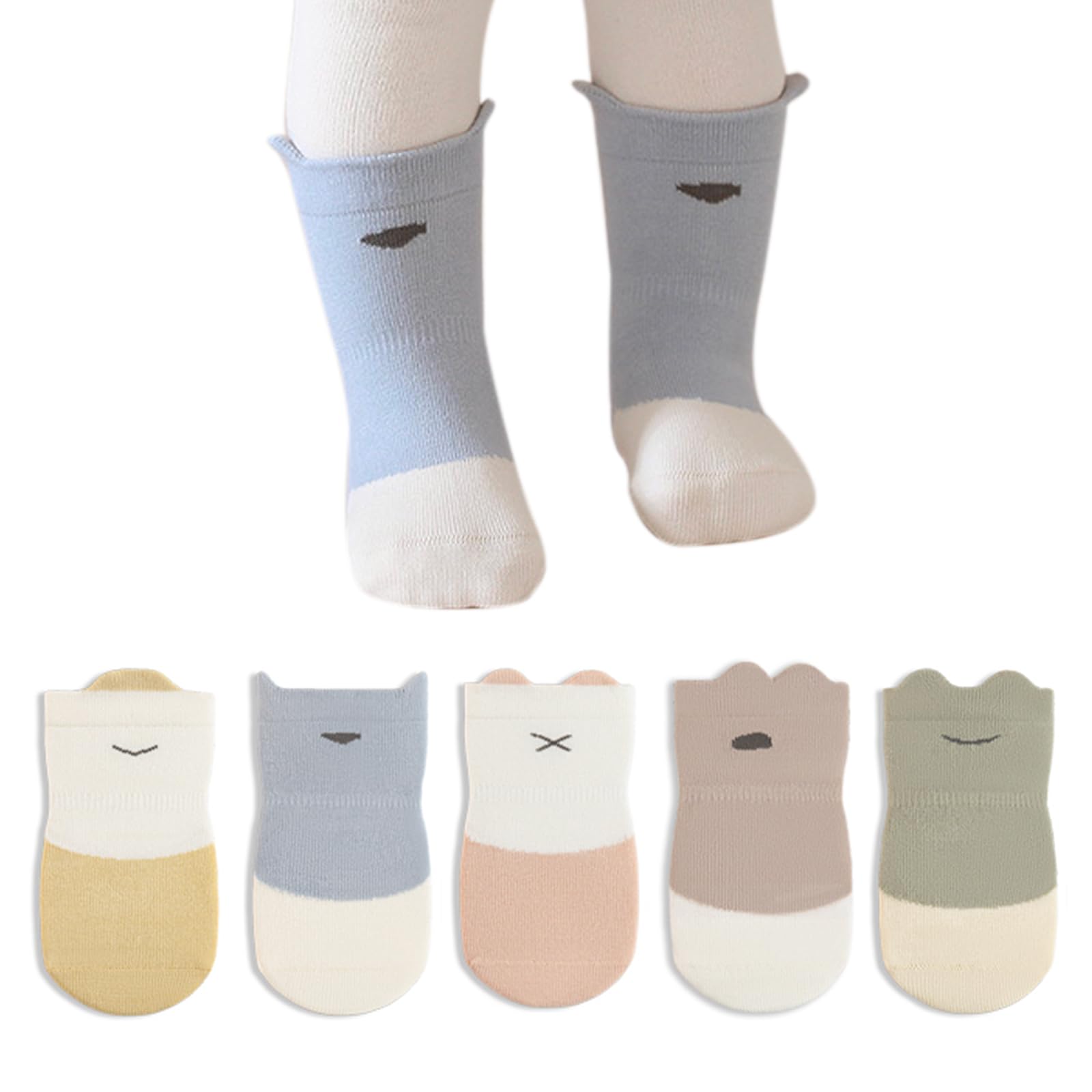 【送料無料】[HAYAHARU] 赤ちゃん 靴下 綿 ベビーソックス 滑り止め付き 男の子 女の子 かわいい 動物 子供 靴下 キッズ ソックス 通気性 四季 ルームソックス キッズ カラフル 色：F、サイズ：10.0-12.0 cm