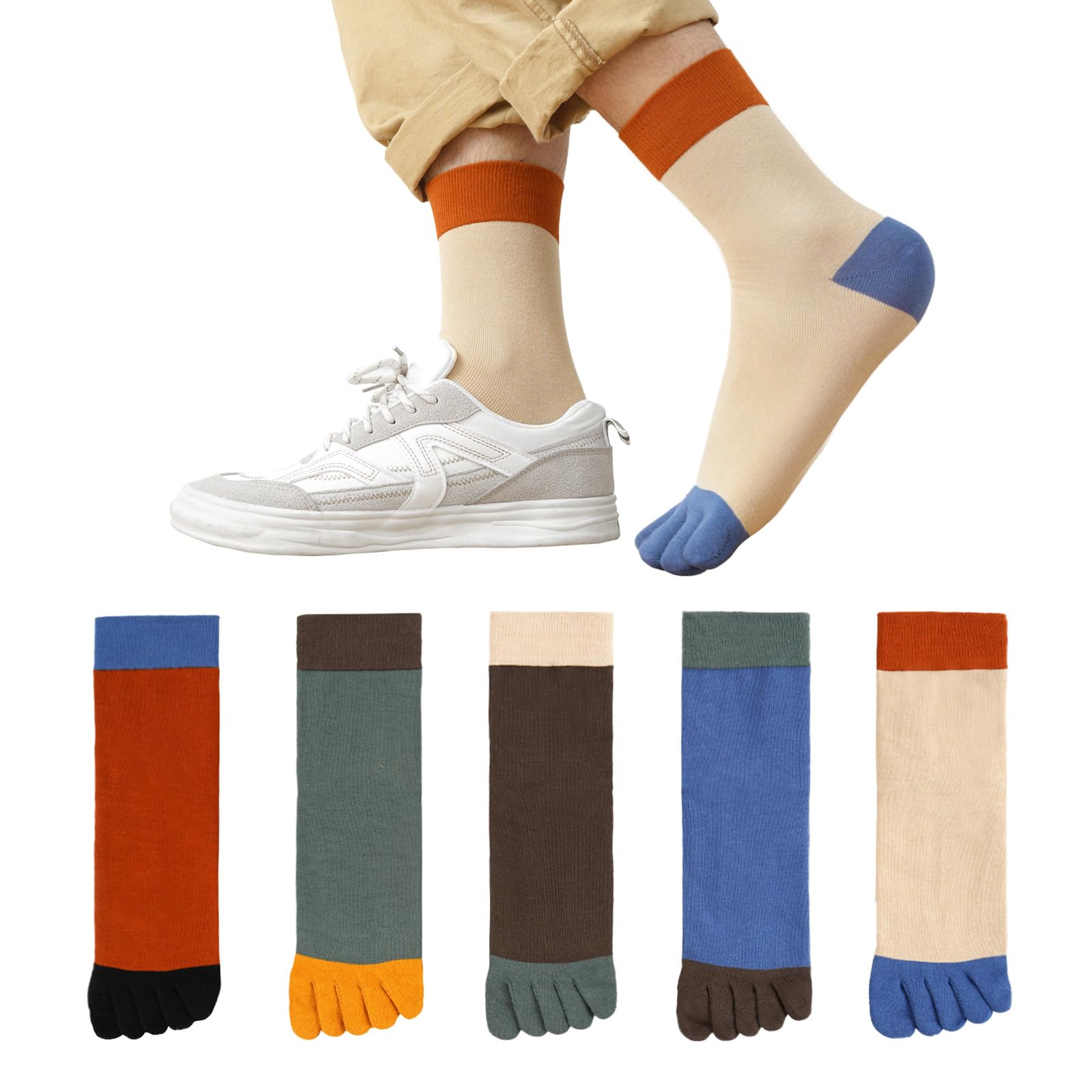 【送料無料】[Yazon] 5本指ソックスメンズ 色：マルチカラー、サイズ：24.0-28.0 cm