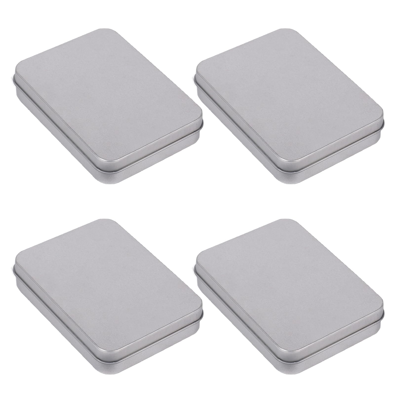 【送料無料】TOMMYFIELD 小物入れ 蓋付き 缶ケース ミニボックス 長方形 透明窓 タブレット カード [並行輸入品] 色：シルバー、サイズ：Bタイプ