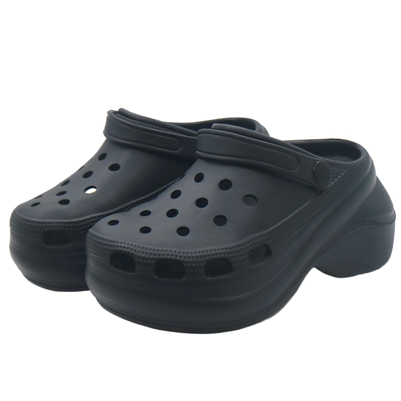 【送料無料】[hotidea] 厚底クロッグサンダル レディース、厚底サンダル 、 evaサンダル 2way 軽量 通気性 蒸れない 外履き かわいい 色：#1 ブラック、サイズ：24.0 cm