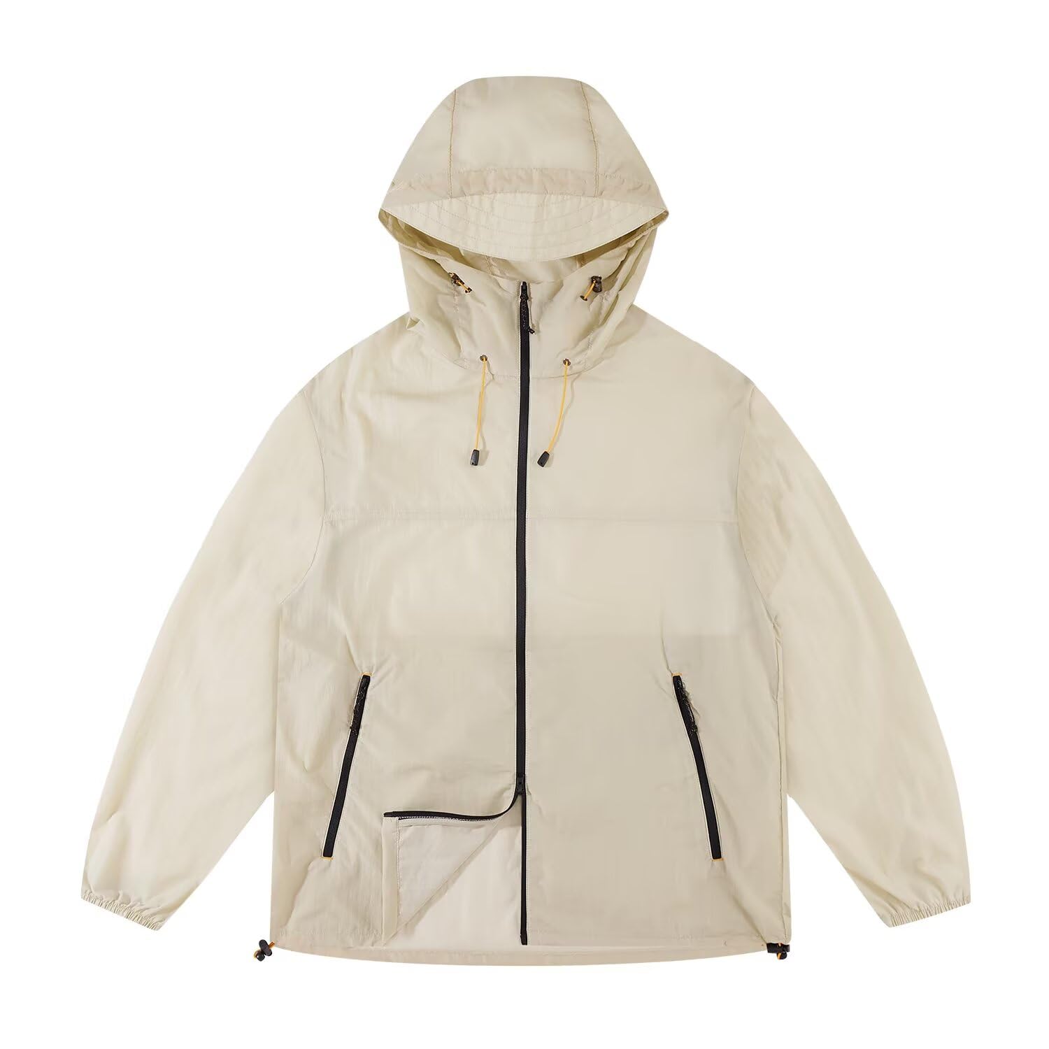 【送料無料】[FLYGAGA] ラッシュガードレディースパーカーUVカットメンズ長袖 夏 UPF50+ 軽量 薄手 日焼け防止用ウェア アウトドア 登山 釣り男女兼用 色：ライトベージュ--9935、サイズ：S