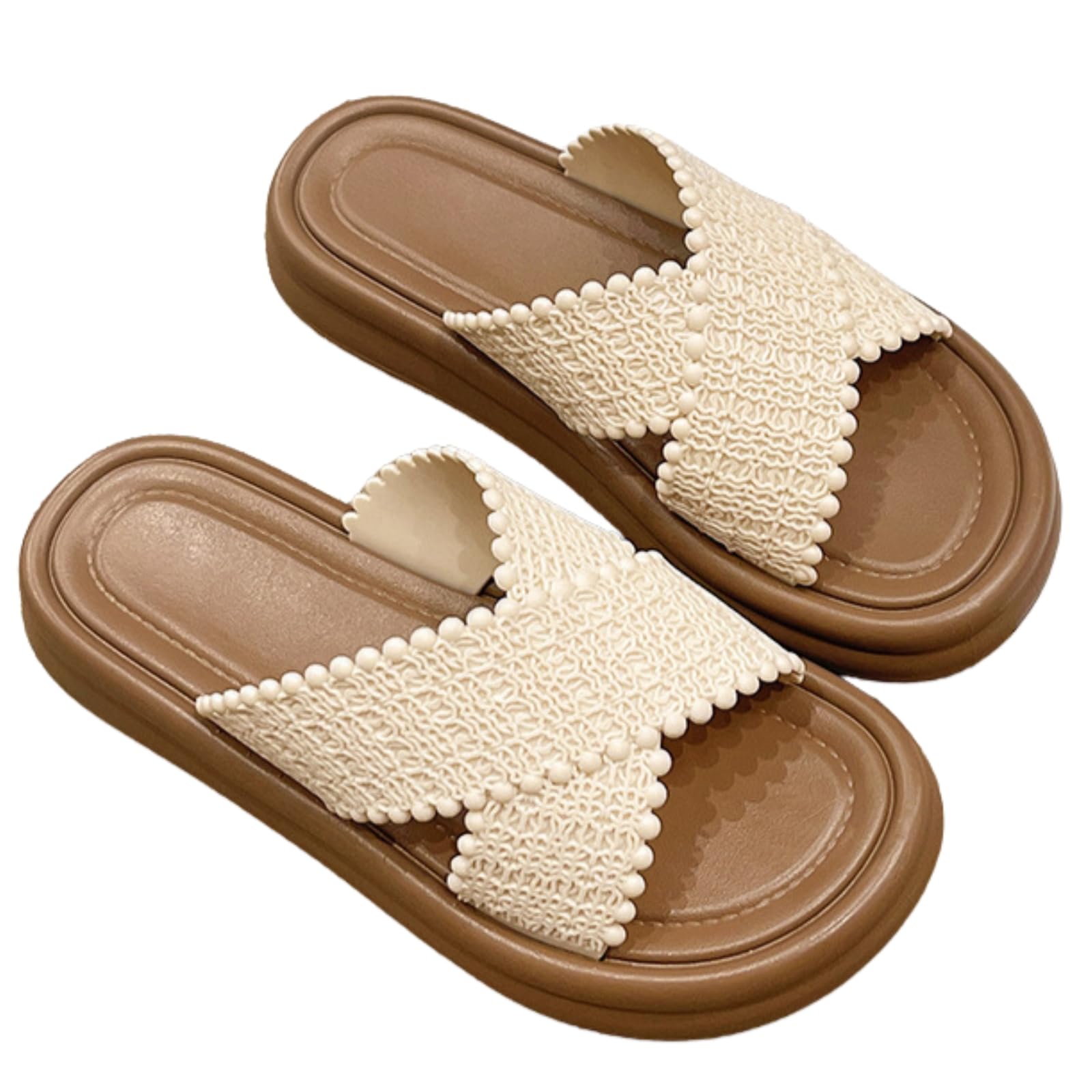 【送料無料】[Nestkanina] サンダル レディース ビーチ シンプル かわいい ラウンドトゥ コンフォート スライドサンダル ベーシック 歩きやすい 履きやすい 美脚 通勤 通学 旅行 SDL015 色：ホワイト、サイズ：25.0 cm