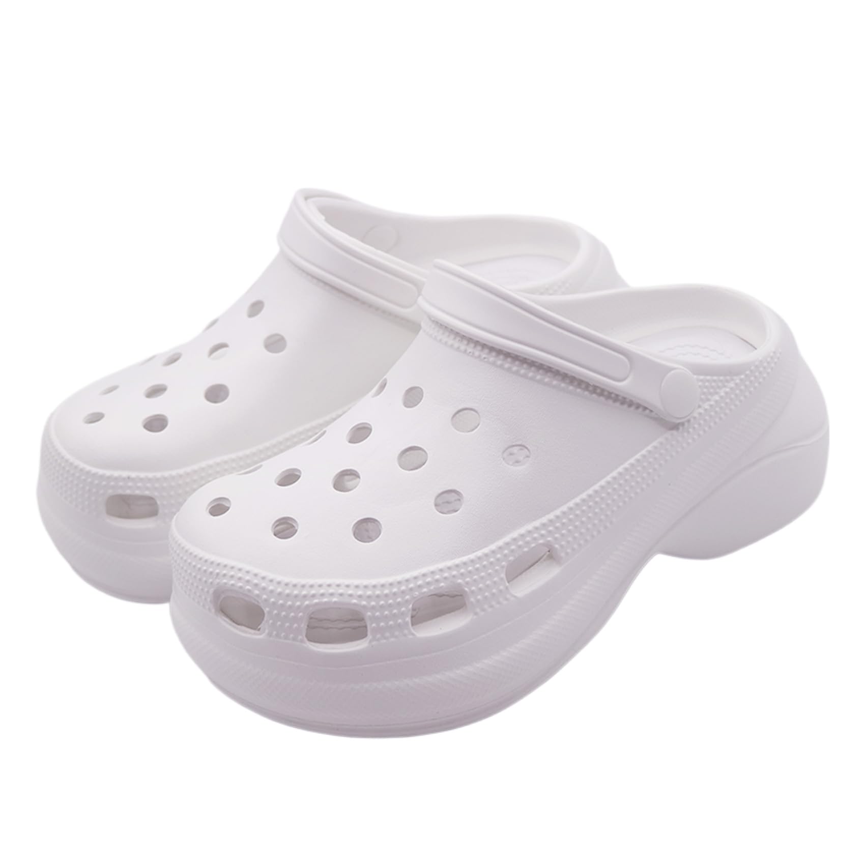 【送料無料】[hotidea] 厚底クロッグサンダル レディース、厚底サンダル 、 evaサンダル 2way 軽量 通気性 蒸れない 外履き かわいい 色：#1 ホワイト、サイズ：23.0 cm