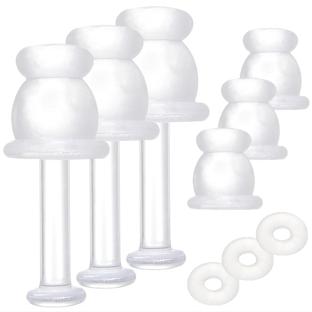 【送料無料】[KARMAREY] 強化 ガラス 透明ピアス 14g 16g 18g 20g【3本セット＋外れにくいキャッチ6個＋oリング3個】 色：14G（太さ1.6mm）、サイズ：長さ10mm