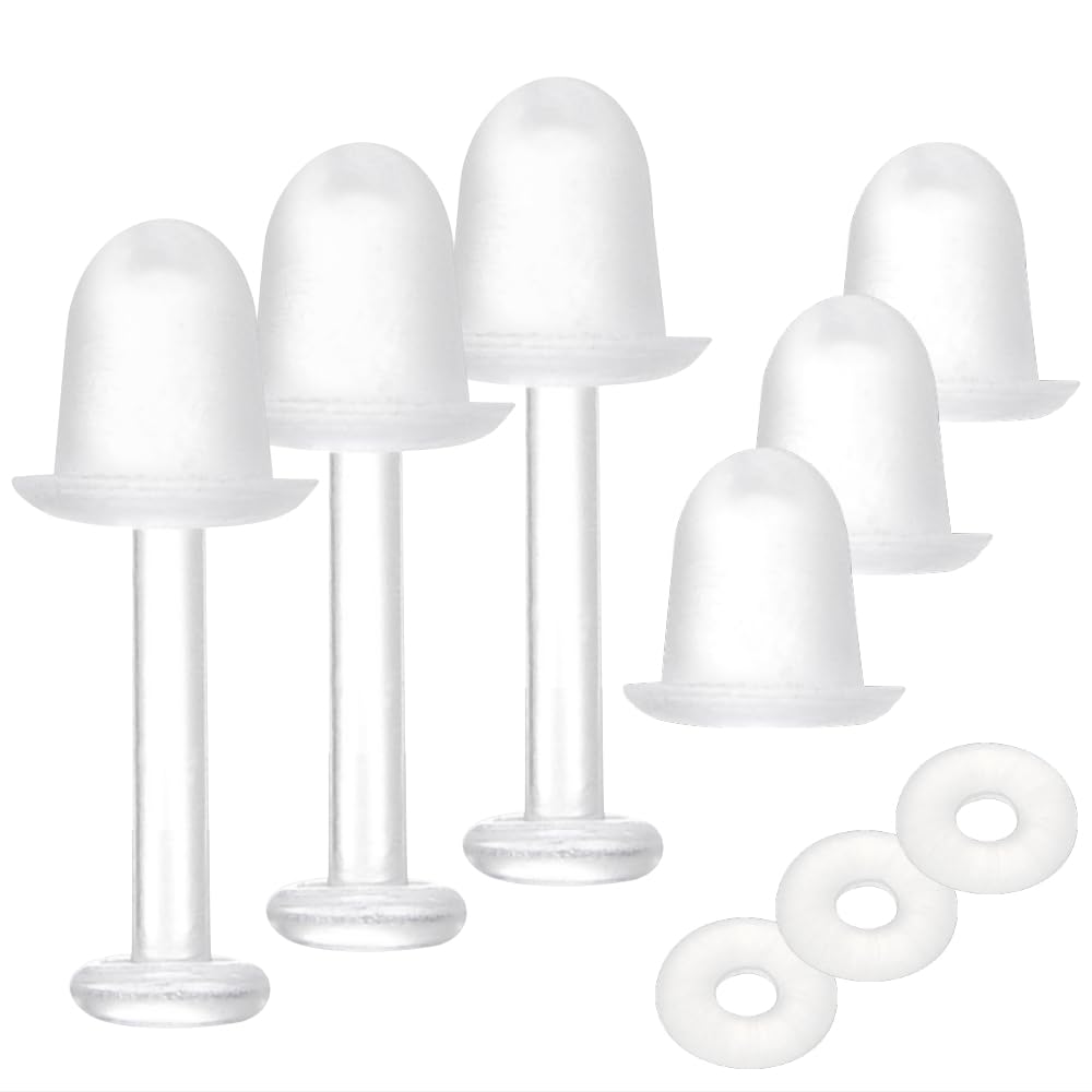 【送料無料】[KARMAREY] 強化 ガラス 透明ピアス 14g 16g 18g 20g【3本セット＋外れにくいキャッチ6個＋oリング3個】 色：16G（太さ1.2mm）、サイズ：長さ10mm