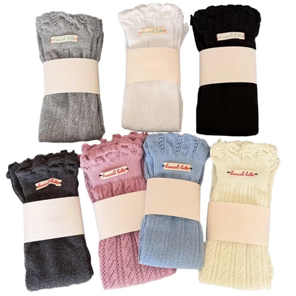 【送料無料】[Eukkis] レッグウォーマー 綿生地 通気性メッシュ 足首保温 冷房対策 フリルハイソックス Y2Kルーズソックス ケーブル編みニット 柔らか肌触り 色：ブラック、サイズ：F