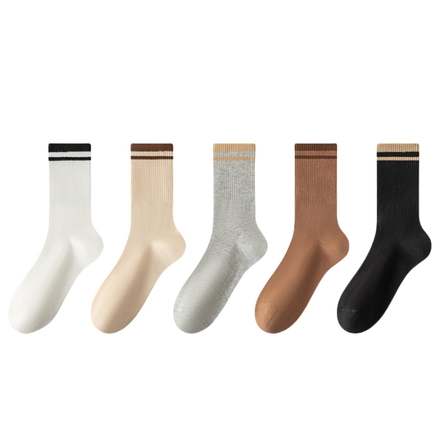 【送料無料】[Weuiean] 靴下 レディース 5色5足セット ストライプ くるぶし ソックス クルーソックス ショートソックス 22～25cm 可愛い STWS-81 色：5色、サイズ：Free Size