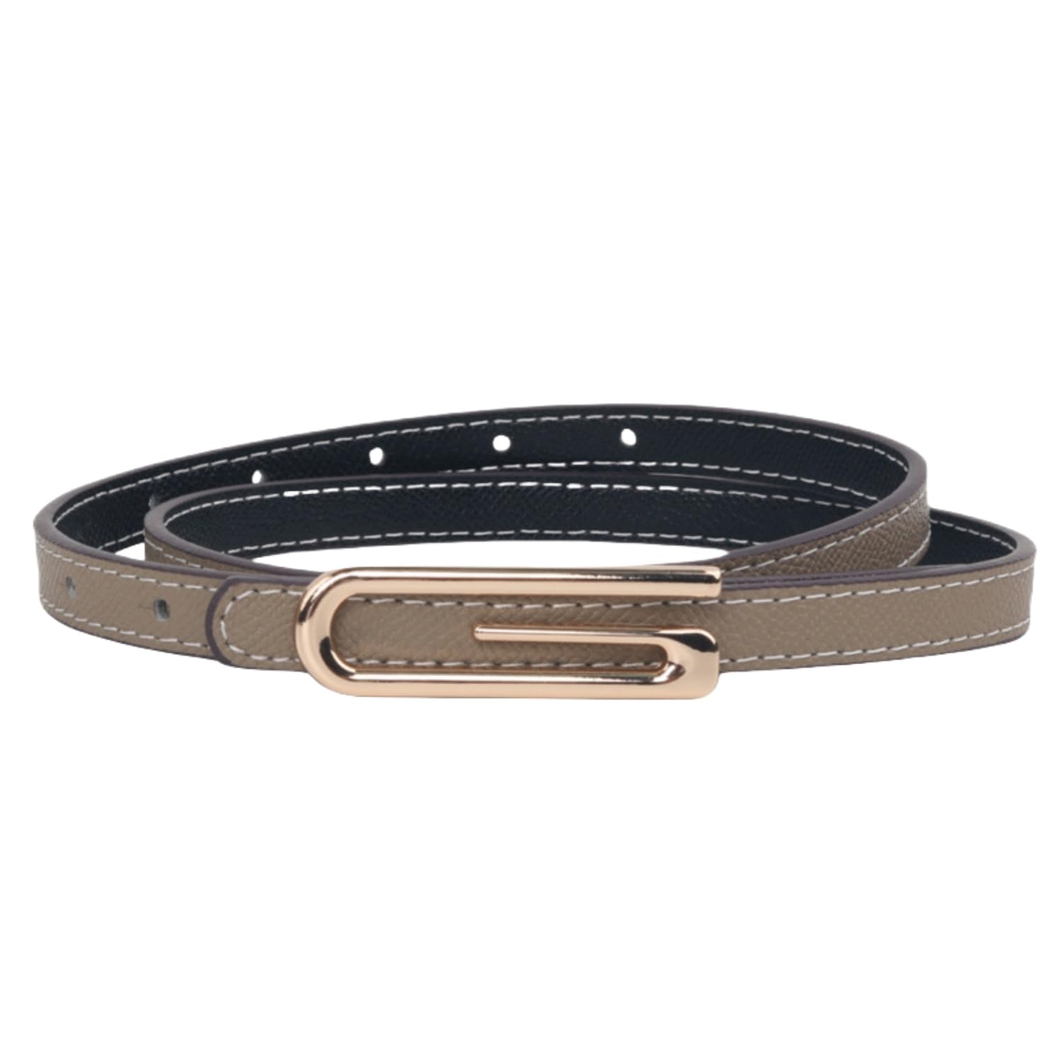 【送料無料】[Weuiean] リバーシブル レディース 両面使用可能 本革 細ベルト ドレス ビジネス/カジュアル/おしゃれ KJID-28 色：カーキ/ブラック、サイズ：100