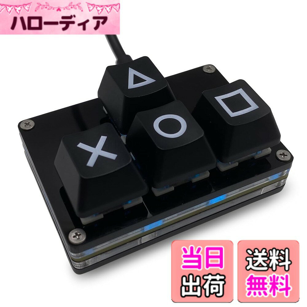 BTXETUEL Mini 4キーキーパッド WASD 矢印キー キーキャップ キーボード 片手メカニカル ゲーミングキーパッド プログラム可能 USB-C カスタマイズキーボード 仕事やゲーム用 色：ブラック、サイズ：X-B Keycaps