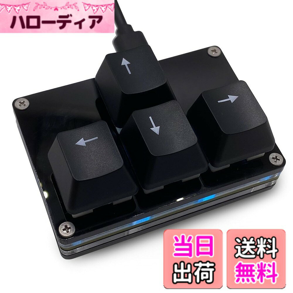 BTXETUEL Mini 4キーキーパッド WASD 矢印キー キーキャップ キーボード 片手メカニカル ゲーミングキーパッド プログラム可能 USB-C カスタマイズキーボード 仕事やゲーム用 色：ブラック、サイズ：Arrow Keycaps 2