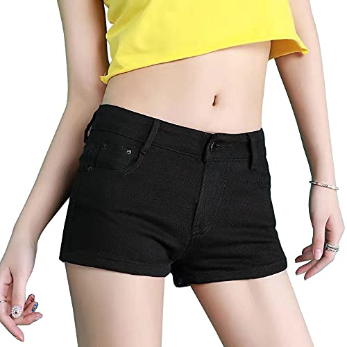 【送料無料】レディース デニム ショートパンツ 夏 ジーンズ ズボン セクシー ホットパンツ 短パン 大きい デニムパンツ 色：ブラック、サイズ：4XL