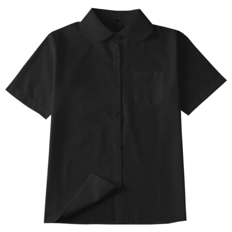 【送料無料】[Sharphon] 女子 スクールシャツ 長袖/半袖 丸襟 レディース 無地 綿 シャツ トップス ポ..