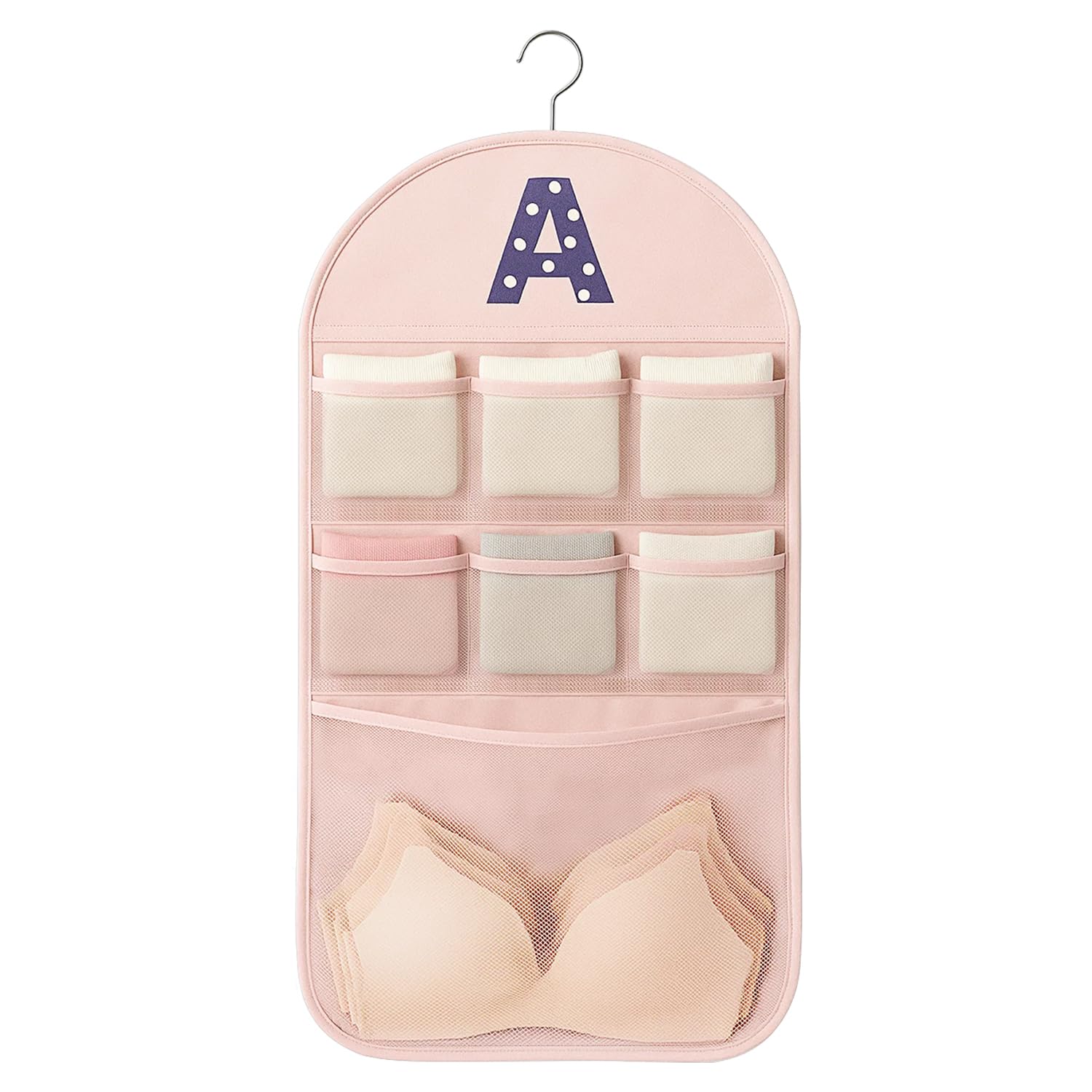 【送料無料】DoocliB 下着収納 ウォールポケット クローゼット 収納 吊り下げ 3段の大容量 壁掛け 靴下 ネクタイ 衣類 つ りさげ収納 色：ピンク-1個、サイズ：L