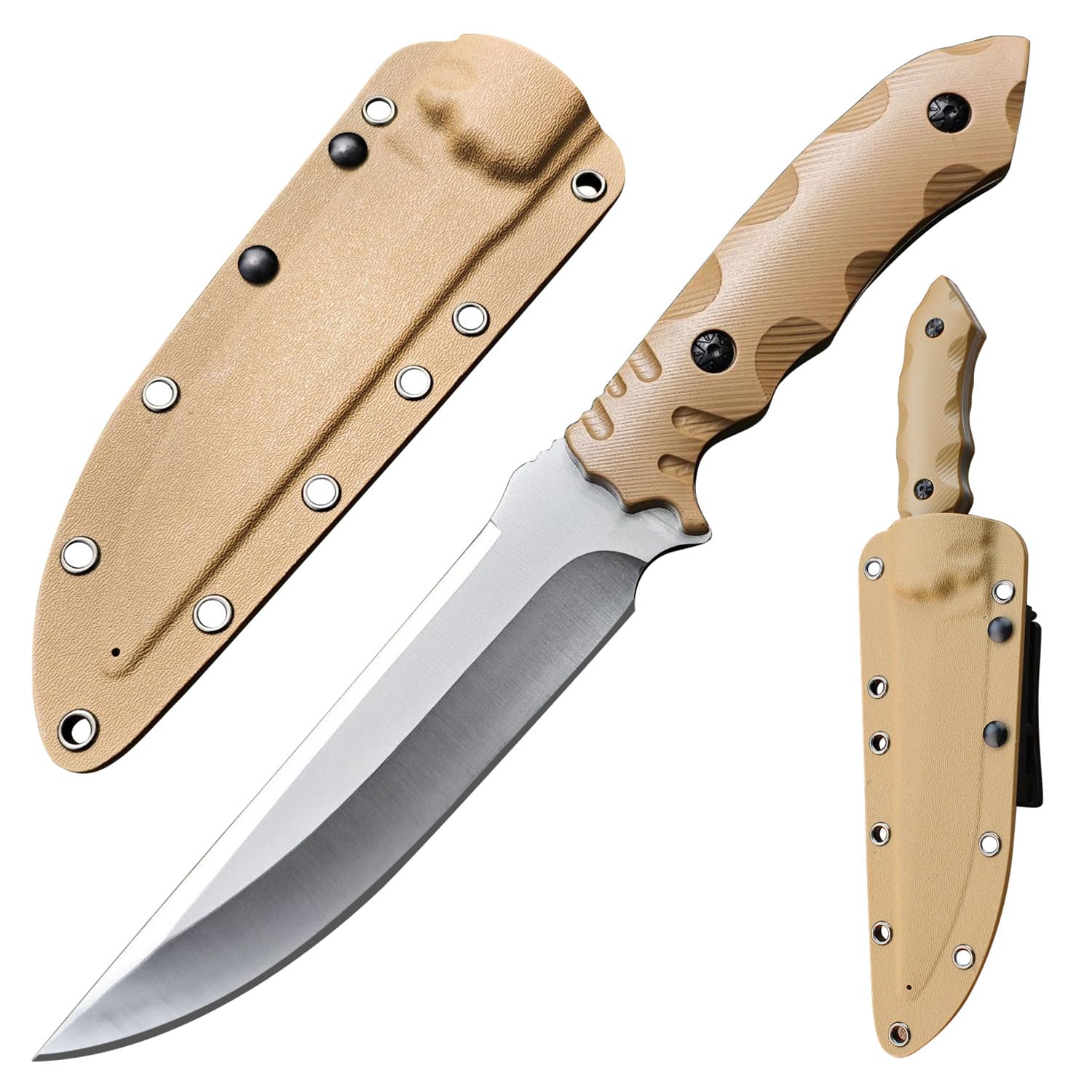 【送料無料】Irai Utaki シースナイフ アウトドア【仮騎士・垣】フルタング構造 水磨き仕上カーボンステンレス鋼 炭素繊維強化プラスチックハンドル 刃厚4.5mm 釣り 猟狩 キャンプ調理 DIY 専用カイデックスシース付 色：仮騎士・垣、サイズ：medium