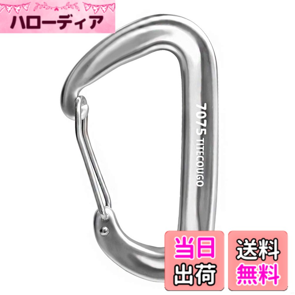 【送料無料】TITECOUGO 超軽量 耐荷重 12KN(1200kg) カラビナ 登山釦 多機能[キーホルダー・キャンプ・ハンモック など]5色、1個、2個、4個 色：D1200kg 銀色、サイズ：1 個