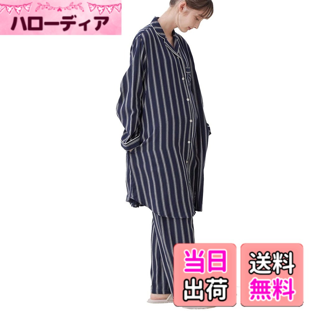 商品情報商品の説明説明 定番のオープンカラーを、ダブルガーゼ素材で着心地良く ベーシックなオープンカラーのパジャマを、着心地のいいダブルガーゼでつくりました。カラーやピッチにこだわったオリジナルのストライプ生地を使用。パンツも共布なのでクラス感があり、出産準備にもおすすめです。フロントを開けて授乳もスムーズに。洗濯する度にやわらかくなるダブルガーゼです。オフホワイトxネイビー、ネイビーxオフホワイト、サックスxオフホワイトは今シーズンより繊細な糸を採用し、柔らかでコシのある素材です。 ・吸水性・通気性に優れ、オールシーズン快適な着心地 ・マタニティパジャマに見えない大人っぽくお洒落なデザイン ・目立ちにくい授乳口もポイント ・両サイドにはスマホや小物を入れるのに便利なポケット付き ・1枚でも着れるワンピース丈＆検診に便利な前開きデザインは産院着におすすめ ・セットのレギンスは伸縮性に富んだベア天竺が妊娠初期-産後の変化するお腹にやさしくフィット ・大きいサイズまでの3サイズ展開 ■商品コード/29211 ※モデル着用画像はイメージとなります。 商品の正しい色は商品画像をご確認ください。主な仕様 【定番のオープンカラーを、ダブルガーゼ素材で着心地良く】ベーシックなオープンカラーのパジャマを、着心地のいいダブルガーゼでつくりました。カラーやピッチにこだわったオリジナルのストライプ生地を使用。パンツも共布なのでクラス感があり、出産準備にもおすすめです。フロントを開けて授乳もスムーズに。洗濯する度にやわらかくなるダブルガーゼです。オフホワイトxネイビー、ネイビーxオフホワイト、サックスxオフホワイトは今シーズンより繊細な糸を採用し、柔らかでコシのある素材です。【産前-産後まで使える授乳しやすい産前産後対応パンツ付ストライプダブルガーゼパジャマ】・吸水性・通気性に優れ、オールシーズン快適な着心地・マタニティパジャマに見えない大人っぽくお洒落なデザイン・目立ちにくい授乳口もポイント・両サイドにはスマホや小物を入れるのに便利なポケット付き・1枚でも着れるワンピース丈＆検診に便利な前開きデザインは産院着におすすめ・セットのレギンスは伸縮性に富んだベア天竺が妊娠初期-産後の変化するお腹にやさしくフィット・大きいサイズまでの3サイズ展開サイズ名:L-LL、着丈:99、身幅:60、腹囲:77-111、肩幅:44、袖丈:57、股下:70、わたり:37br産前-産後対応、セット商品、産院推奨前開きネグリジェタイプのナイティ、授乳しやすい仕様　お洗濯=洗濯機OK(洗濯ネット使用)企画デザイン　日本／原産国　中国