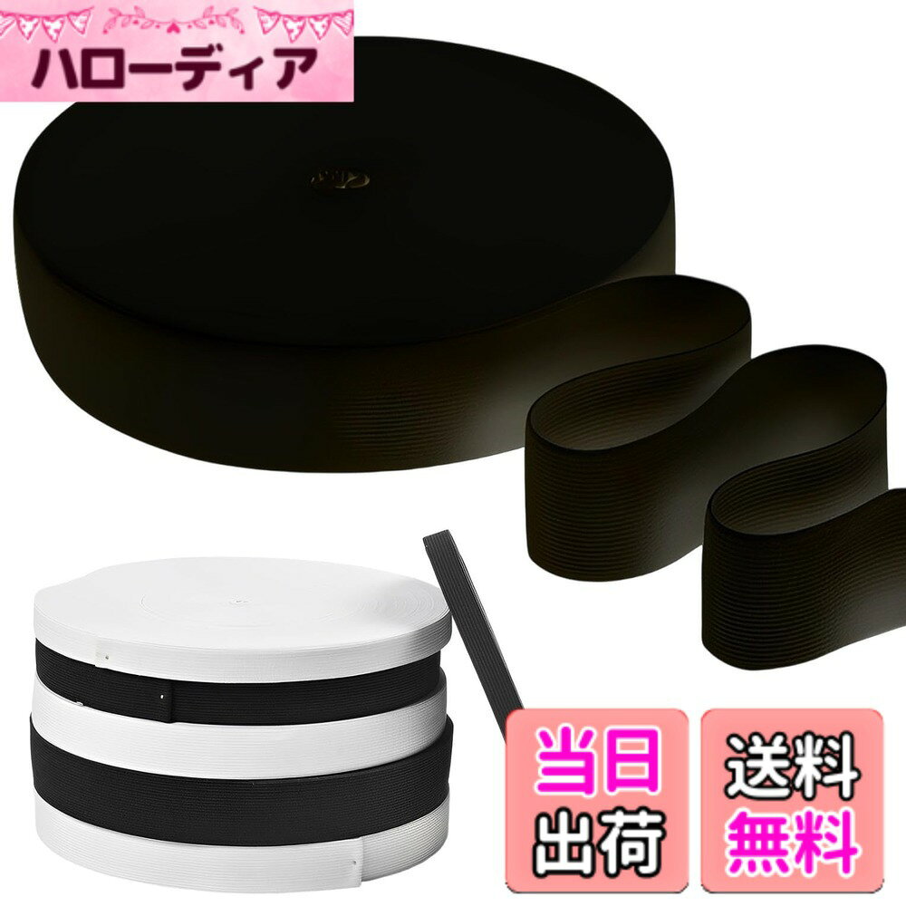 【送料無料】fogman 平ゴム 織りゴム ウエストゴム 手芸 弾性バンド 長さ40m 色：ブラック、サイズ：幅2.5cm