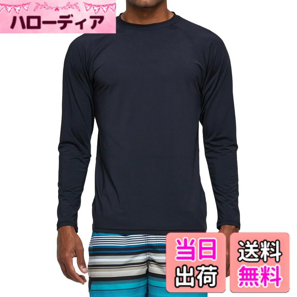 【送料無料】[Hyzhwl] ラッシュガード メンズ 長袖 水着 tシャツ UPF50+ 接触冷感 uvカット紫外線対策 水陸両用 速乾 通気 スポーツ 海水浴 サーフィン服 日焼け予防 色：ブラック、サイズ：M