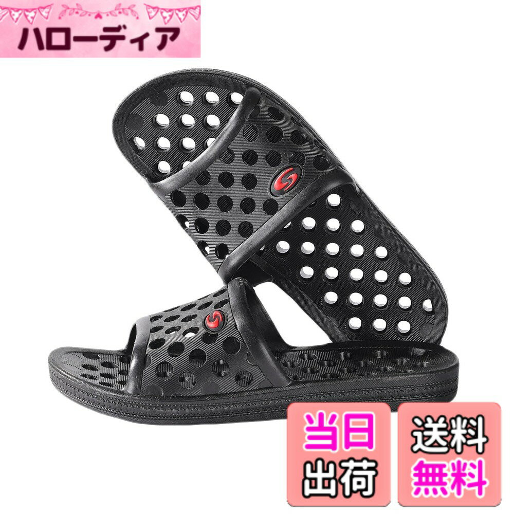 【送料無料】[ONESORA] ベランダサンダル 浴室サンダル 室内履き用 来客用 オフィス用 PVC素材 穴あきスリッパ 色：ブラック M 約26.5cm、サイズ：M