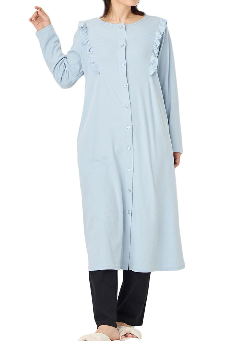 【送料無料】[ANGELIEBE エンジェリーベ] マタニティ パジャマ 前開き 長袖 綿混 やわらか スムース ラ..