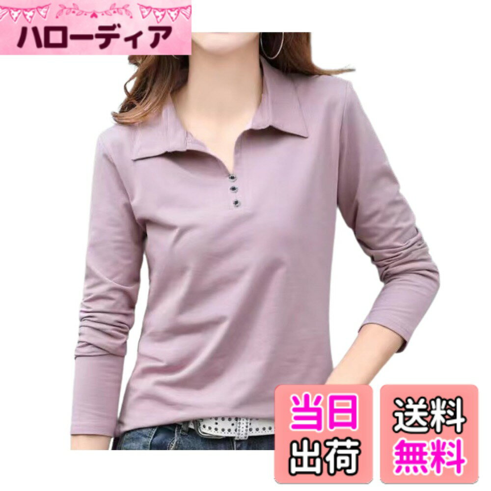 【送料無料】[Dep Club] スッキリな着こなし 長袖ポロシャツ レディース 大きいサイズ ゴルフウェア ゴルフレディースウェア 仕事 作業着 オフィス 速乾 吸汗速乾 薄手 春 秋 服 色：ピンク、サイズ：2XL