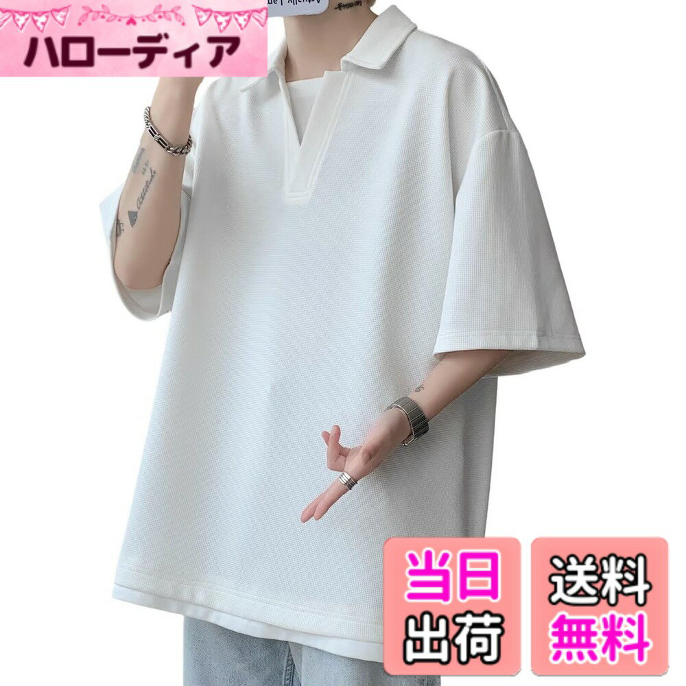 【送料無料】[Bligo] tシャツ メンズ 半袖 夏服 vネック L-8XL ゆったり 重ね着風 カジュアル 大きいサ..