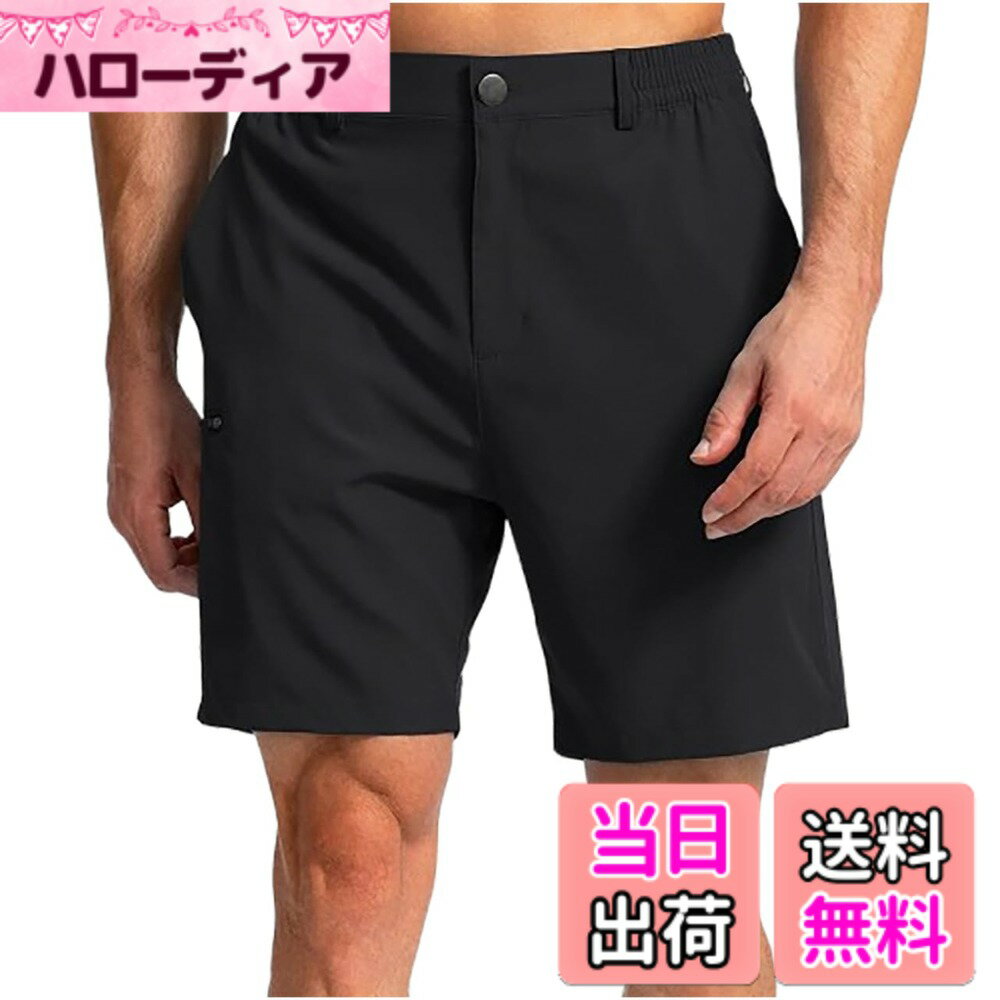 【送料無料】[エムシング] ハーフパンツ ウェストゴム 半ズボン ゴルフウェア ボトムス カジュアル ポケット 春 夏 秋 メンズ 色：ブラック、サイズ：2XL