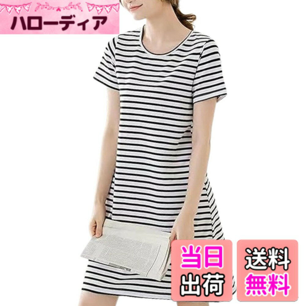 【送料無料】[Dep Club] 部屋着 レディース 夏 ワンピース カップ付き 半袖 パット付きワンピース 可愛い パット付き カップ付きパジャマ 湯上がり ルームウェア 上下 パジャマ ナイトウェア 色：ブラック、サイズ：M